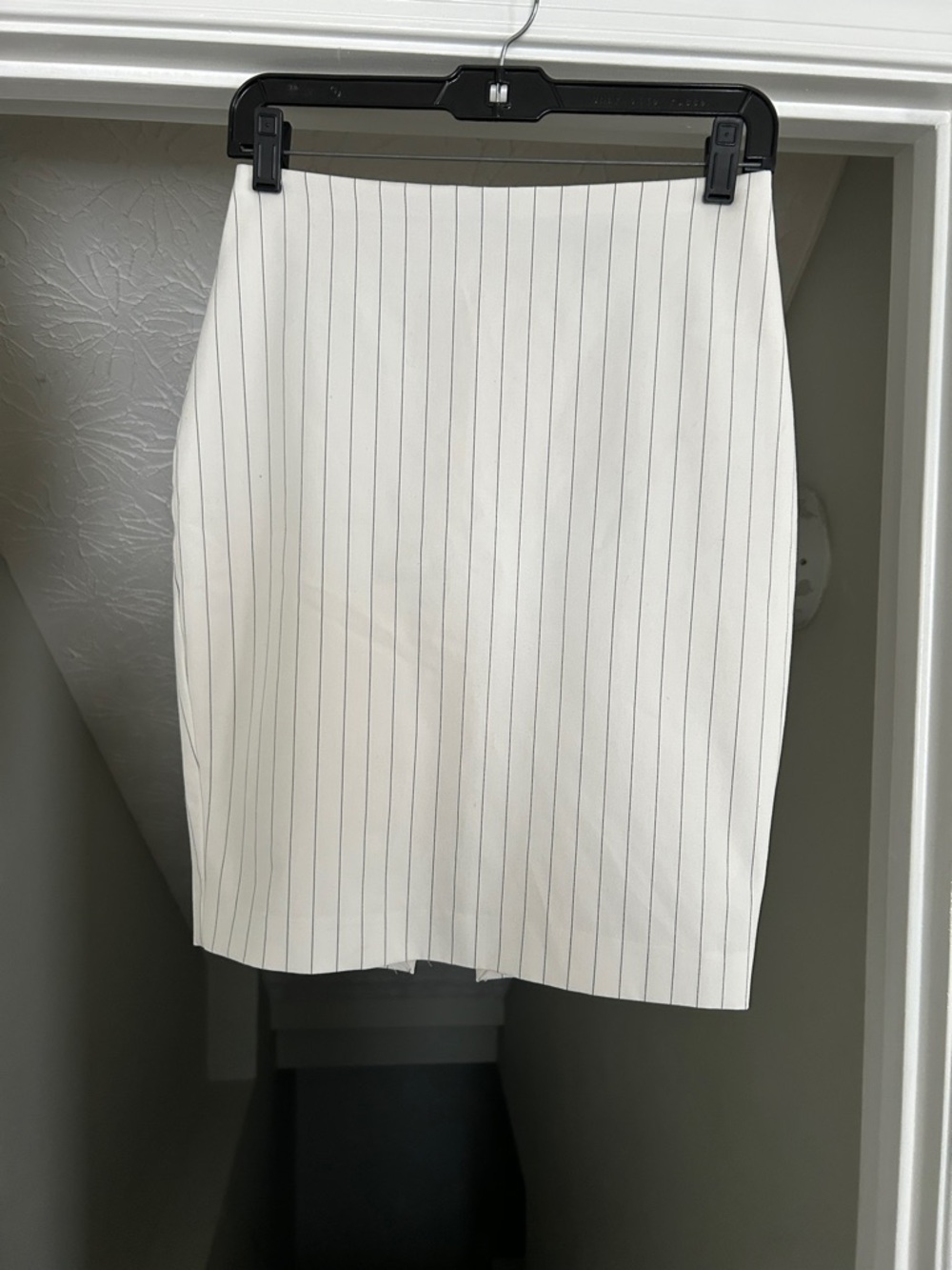 White Pinstripe Pencil Skirt - Classic Professional Style